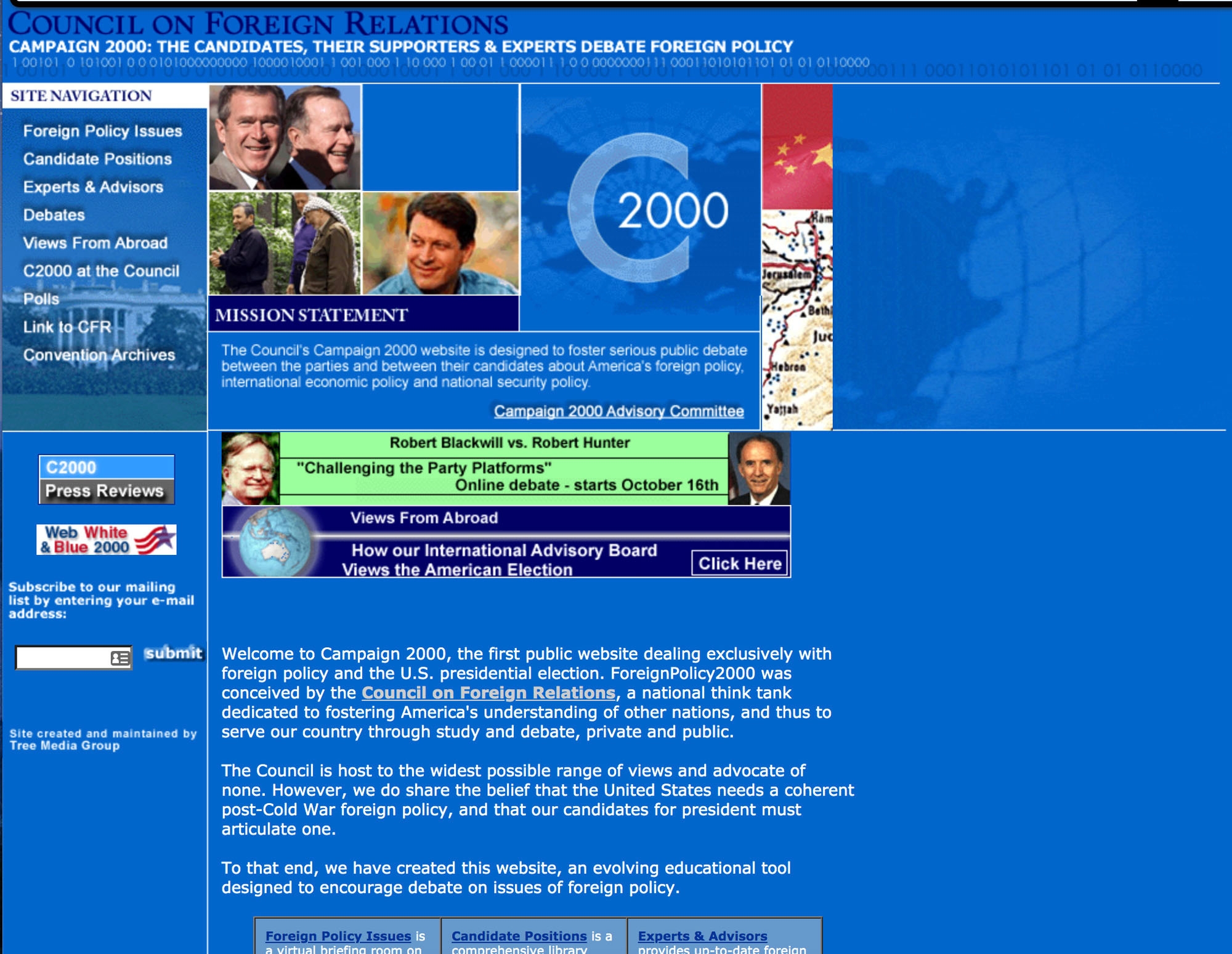 CFR launches its Campaign 2000 website and programming to highlight foreign policy issues in the U.S. presidential election.